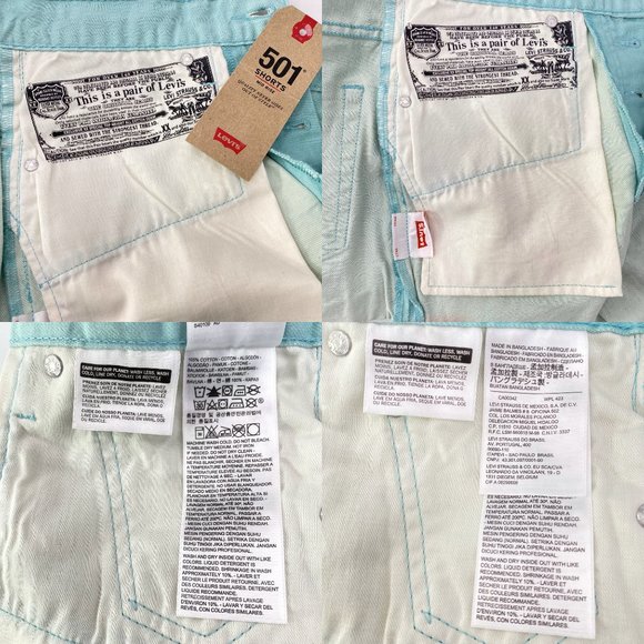 Levi's Mid-Rise Cuffed Mint Green 501 Shorts NWT - Picture 4 of 7